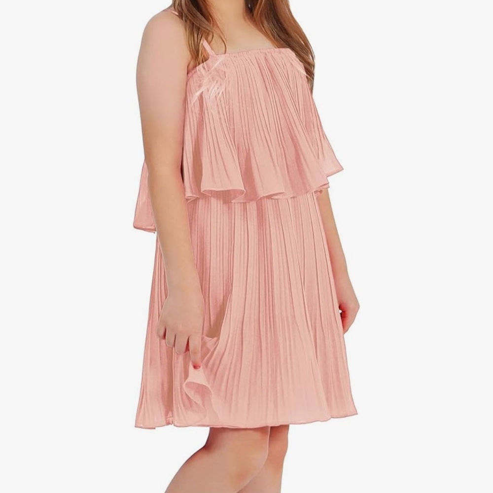 Pink Tiered Ruffled Sundress with Spaghetti Straps